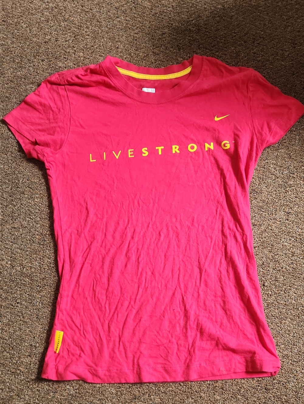 Nike Women’s Livestrong Tee - Bright Pink with Yellow Logo
